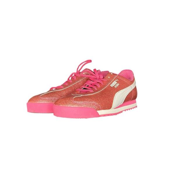 Girls Puma Roma Glam Glitter Sneakers Size 5.5 Pink White - Picture 2 of 6